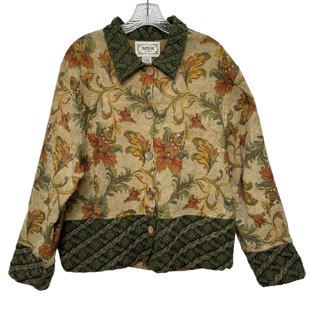 Vintage 90s Tantrums Boho Cottagecore Floral Tapestry Jacket Large